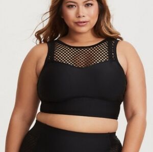 Torrid Flirt Swim Collection Mesh Hi Neck  Wireless Cup Bikini Top Sz 1